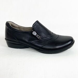 Naturalizer N5 Comfort Clarissa Black Leather Slip-on Loafer Shoes